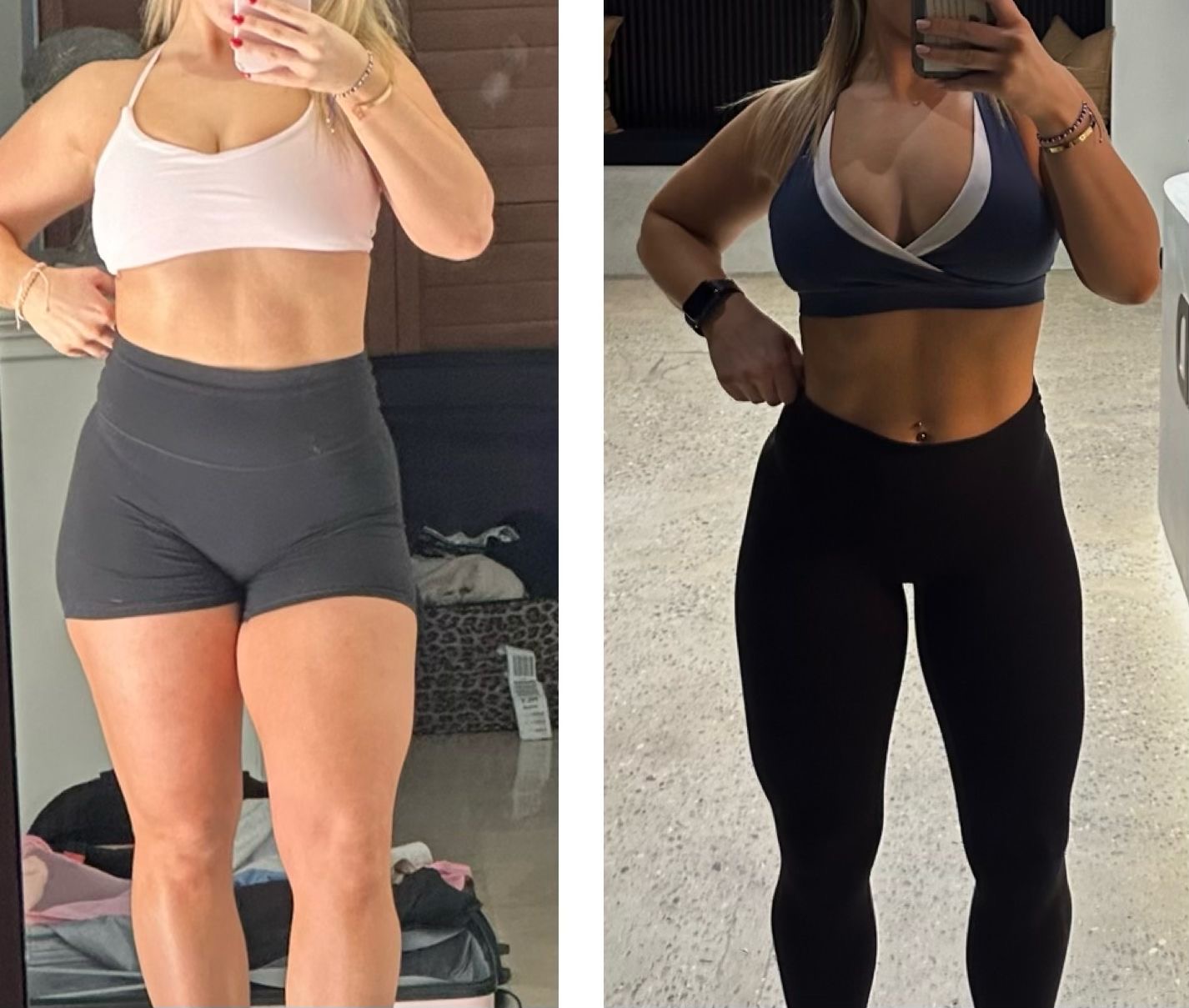 MBM client Jess. 12 wk body transformation before and after